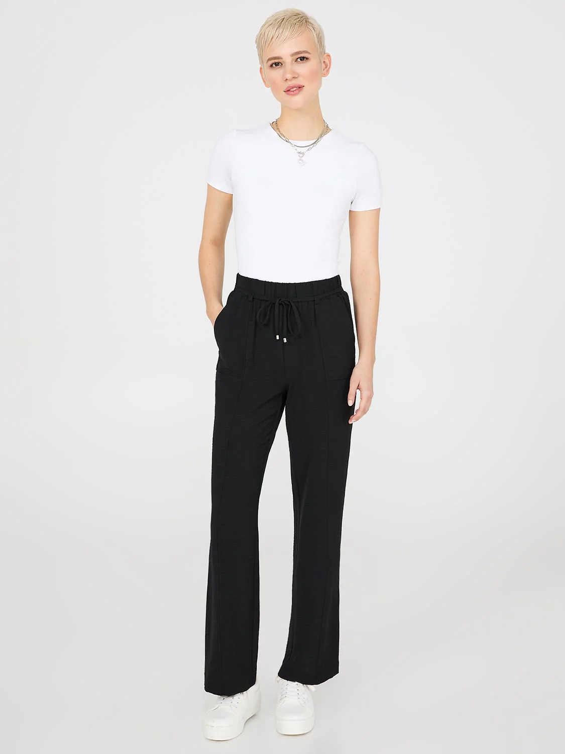 Wide-Leg Long Length Pants With Porkchop Pockets