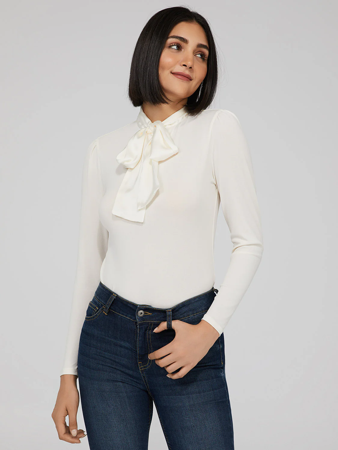 Oversized Satin Bow Top