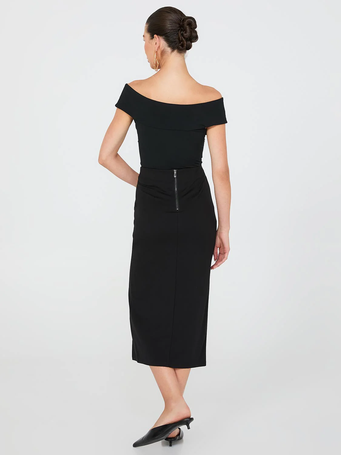 Pencil Skirt With Button Details